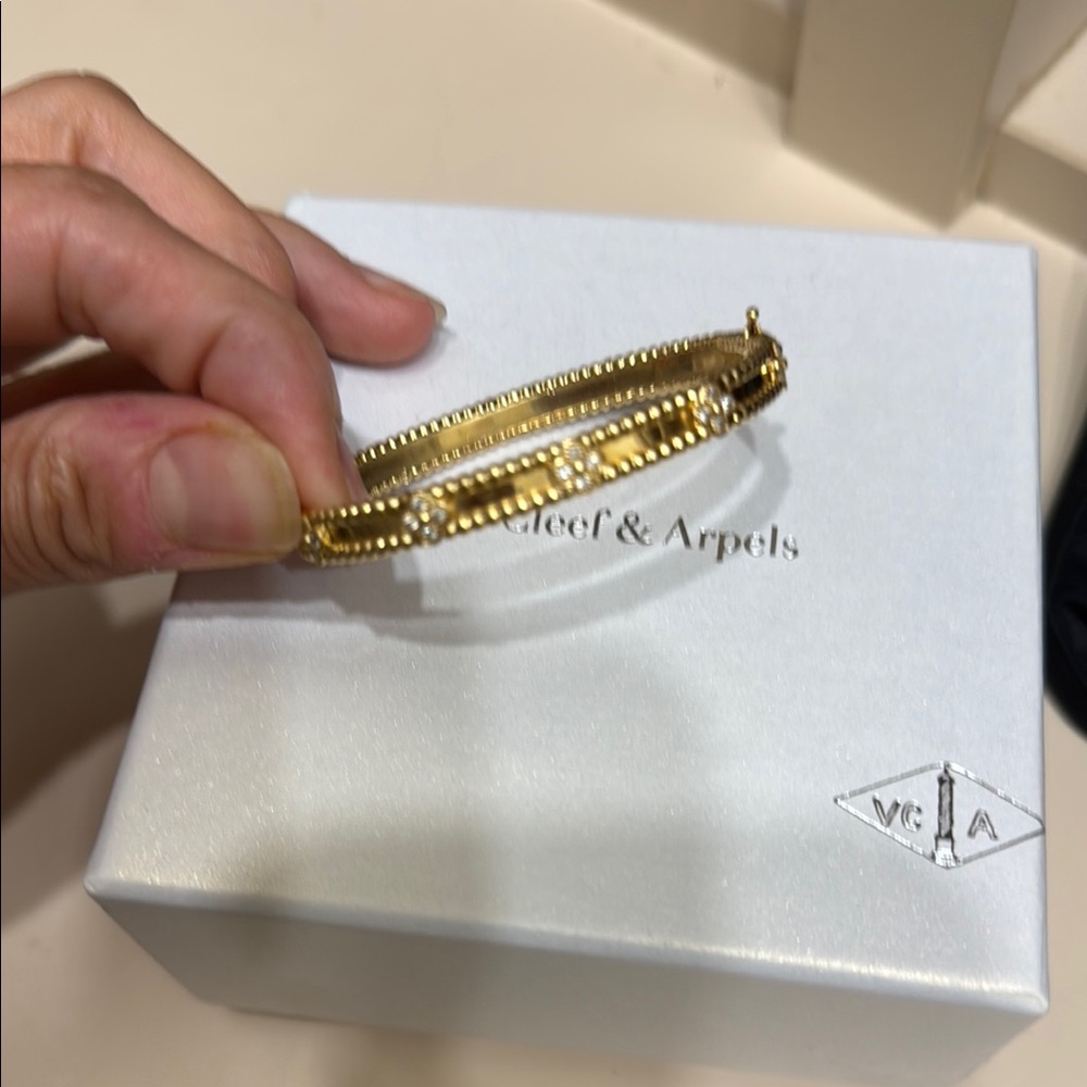 Van Cleef & Arpels Gold Textured Bracelet-inspired. Bangle